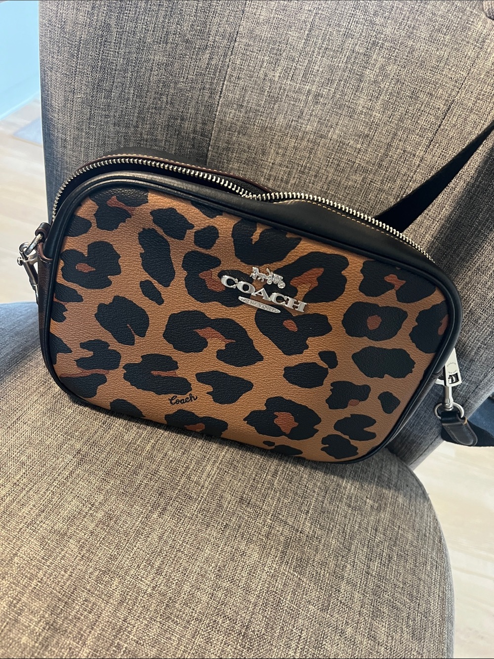 Coach Leopard-Print Camera Crossbody Bag in Brown and Black Leopard print